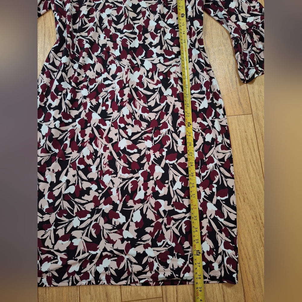 LIZ CLAIBORNE Elegant Floral Bell Sleeve Dress Sz. L - Picture 6 of 7